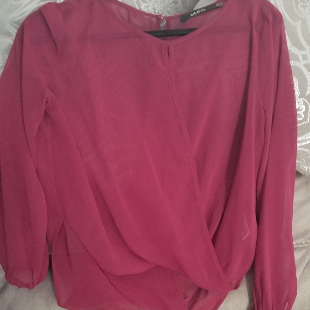 Maroon sheer top